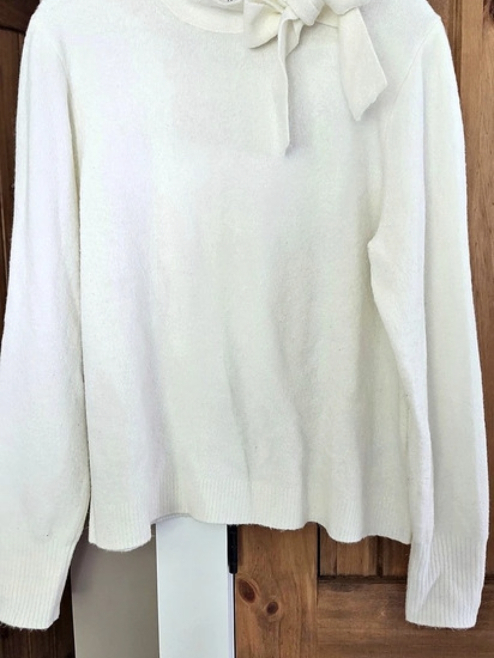 J.Crew Bow sweater in extra-soft yarn Off White XL